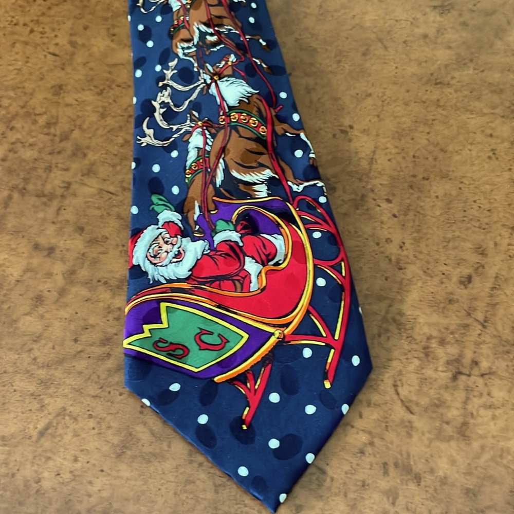 Christmas Santa Reindeer Silk Tie